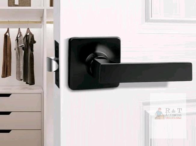 Modern Matte Black Square Passage Lever Handle, 1.38&ndash;1.78 in Door, 4.8 in Length