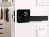 Modern Matte Black Passage Door Lever Handle Set with Square Rosette