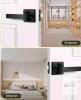Modern Matte Black Passage Door Lever Handle Set with Square Rosette - 2