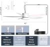 Phylluz 42" IP65 Outdoor Ceiling Fan White, LED Light, Remote/App, DC Motor, GLX131W-42D-CA - 2