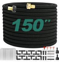 150 ft Soaker Hose Irrigation Kit with 1/2" Diameter, Solid Brass Connectors, and Accessories