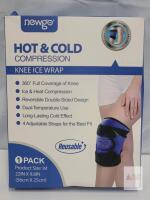Newgo Hot & Cold Compression Knee Ice Wrap, 360&deg; Full Coverage, 4 Adjustable Straps, Reusable