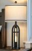 Cinyiriong TD-RW-384 27" Black Table Lamps with USB & AC Outlets, Set of 2 - 2