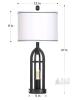 Cinyiriong TD-RW-384 27" Black Table Lamps with USB & AC Outlets, Set of 2 - 3