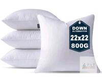 HOM-1122-22P4 Down Alternative 22x22" Pillow Inserts, Set of 4, Hypoallergenic, Machine Washable