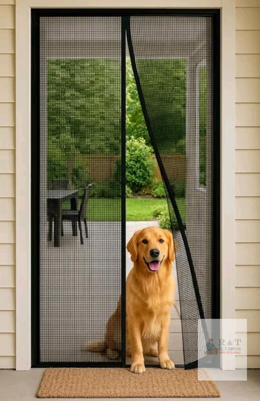 Magnetic Screen Door SD3482, 34"x82", Fits 32"x80" Door, Black, Magnetic Closure