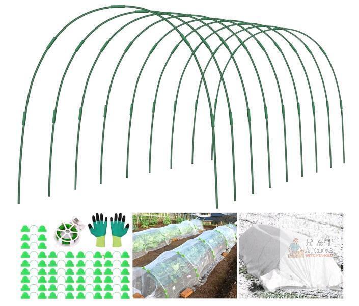 Fiberglass Raised Bed Greenhouse Hoop Kit, 9 Hoops, 5mm Diameter, Fits Up to 16'x4' Beds