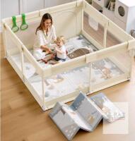 Fodoss Baby Playpen with Mat, 47x47 inches, Beige, ASTM Certified