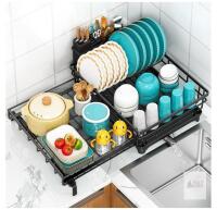 SANNO C33 Expandable Dish Drying Rack, Black Stainless Steel, 15.75" to 22" Length