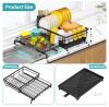 SANNO C33 Expandable Dish Drying Rack, Black Stainless Steel, 15.75" to 22" Length - 2