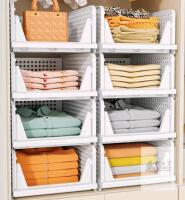 SNSLXH 5-Pack Stackable Plastic Storage Drawer Organizer, White, 16.73" x 13.11" x 36.5"