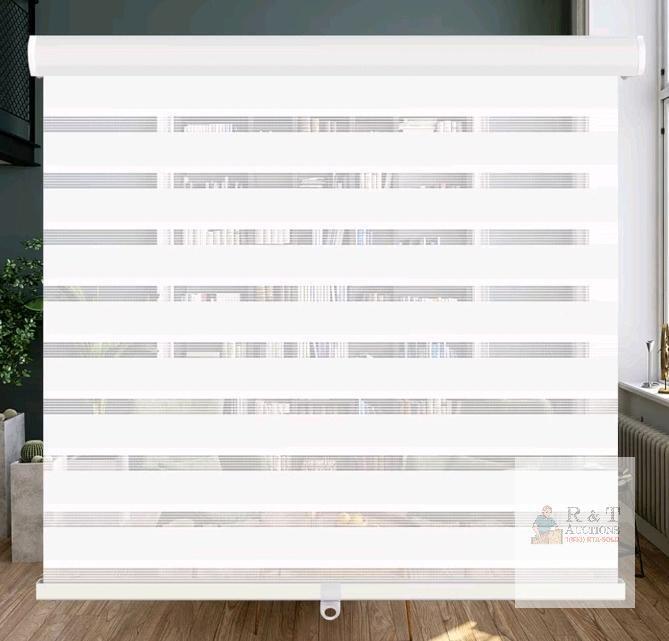 LUCKUP Cordless Zebra Roller Shade, Wood Grain White, 72" Height, SKU X004OR7MGB