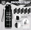 20 NEW 500ml Black Plastic Water Bottle with Inspirational Quotes, Leakproof Lid, Wrist Strap - 2