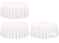 Set of 3 Round White 120-Inch Polyester Tablecloths &ndash; Stain & Wrinkle Resistant