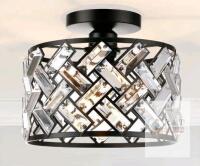 FRIDEKO HOME Flush Mount Crystal Ceiling Light, 8.86" Diameter, Black Frame, K9 Crystal