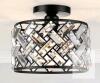 FRIDEKO HOME Flush Mount Crystal Ceiling Light, 8.86" Diameter, Black Frame, K9 Crystal
