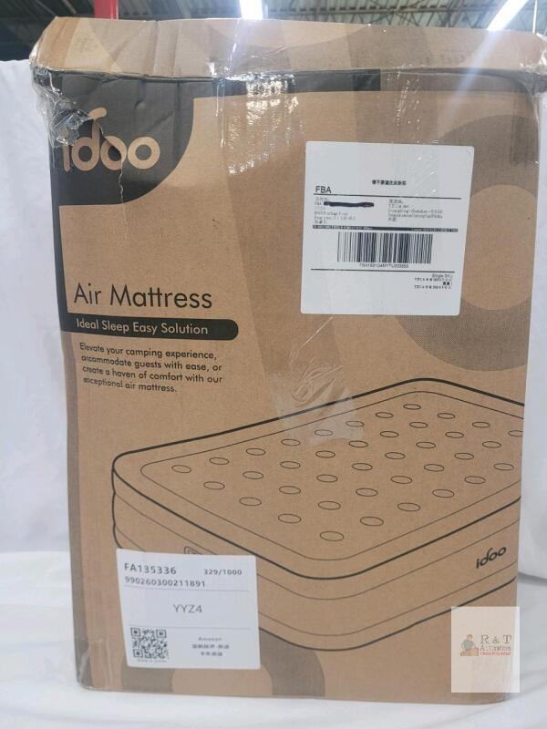 iDOO Air Mattress R-M002 Queen 80x60x18in with Built-In Electric Pump, Carry Bag, Grey - 48 hour return if found unuasable