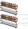 Wall Mounted Metal Spice Rack Set, 4-Tier, Black, with Mounting Hardware