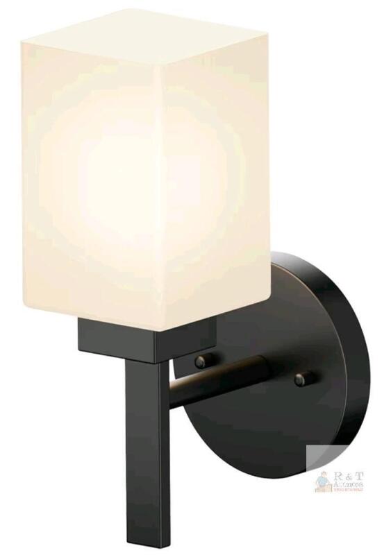 AONEON Matte Black Wall Sconce, 6.75" x 6.88" x 4", E12 Base, 60W Max