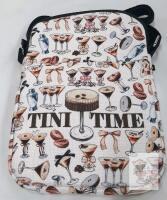 Tini Time Espresso Martini Crossbody Bag, 2 Zipper Pockets, Adjustable Strap, Novelty Print
