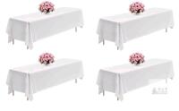 Set of 4 White 90"x132" Rectangular Polyester Tablecloths for 6-Foot Banquet Tables