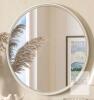 TETOTE 24" Round Wall Mirror with Brushed Aluminum Frame, Tempered Glass, Rust-Resistant