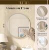 TETOTE 24" Round Wall Mirror with Brushed Aluminum Frame, Tempered Glass, Rust-Resistant - 2