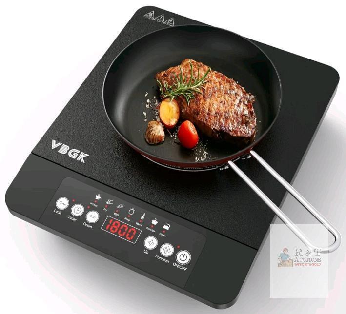VBGK 1800W Portable Induction Cooktop, 110V Single Burner, 7 Power Levels, Touch Control