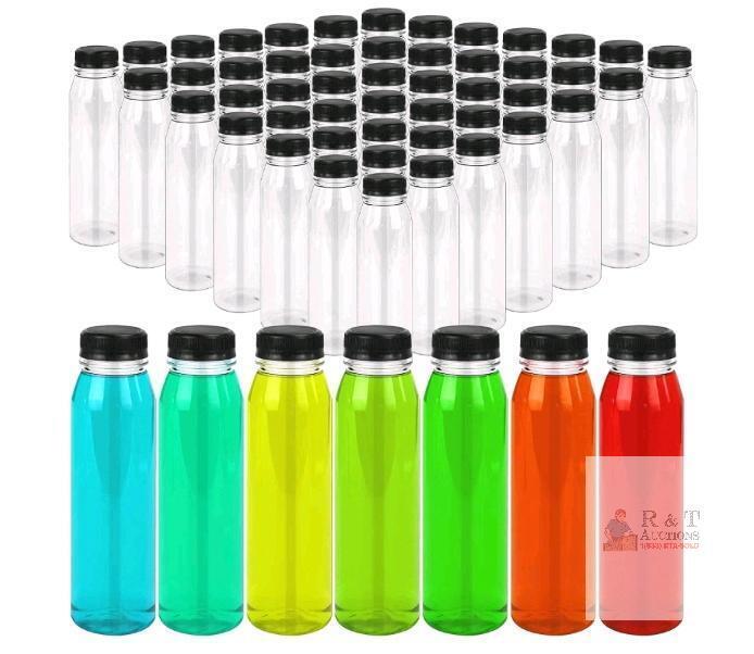 38 Pack 10oz PET Plastic Juice Bottles, BPA-Free, Screw Cap, 7.28" Tall Clear