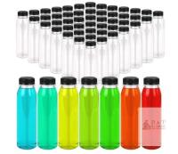 38 Pack 10oz PET Plastic Juice Bottles, BPA-Free, Screw Cap, 7.28" Tall Clear