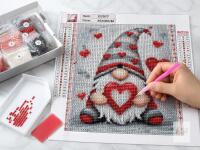 Diamond Painting Kit G7077 - Gnome with Hearts, 13.8" x 13.8", Sealed Package