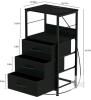 Black Bedside Nightstand with Charging Station, 3 Fabric Drawers, 2 AC Outlets, USB Ports - 2