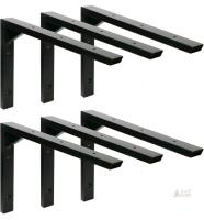 Terafeels 12-Inch Black Floating Shelf Brackets, 6-Pack, Metal Construction, Supports 100 lbs per Pair