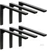 Terafeels 12-Inch Black Floating Shelf Brackets, 6-Pack, Metal Construction, Supports 100 lbs per Pair