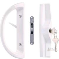 DC-0257S Sliding Door Handle Set with Keyed Lock, White Finish, New Condition
