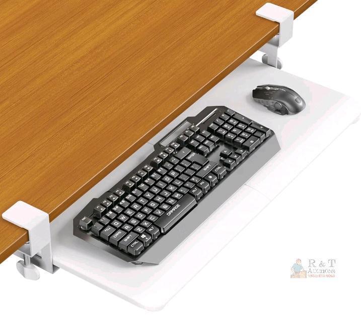 ERGOMAKER KT03-650-BFBD Under-Desk Adjustable Ergonomic Sliding Keyboard Tray, White, 25.6"x11.8" see desc
