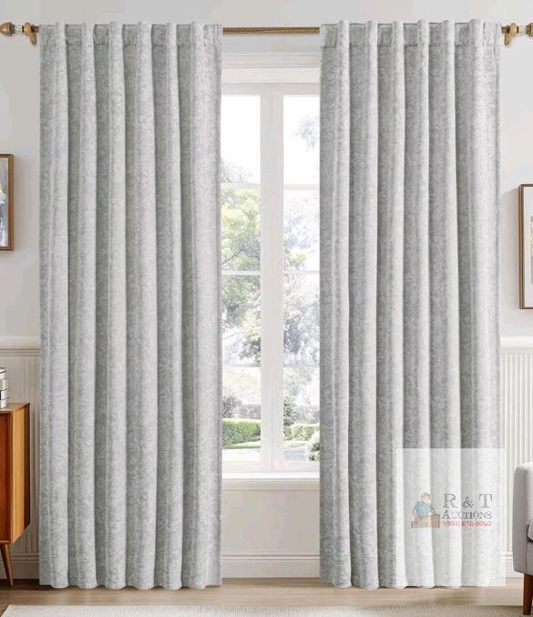 Beauoop Grey Floral Jacquard Blackout Grommet Curtains, 52x84 in, Set of 2