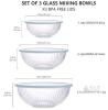 Glass Mixing Bowl Set 3 Sizes w/ BPA-Free Lids, 1.1&ndash;3.7 qt, Nesting, Airtight, Dishwasher Safe - 2