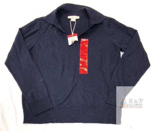 NEW LOFT Women's Navy Blue Collared Pullover Sweater, Size Medium, New with Tags
