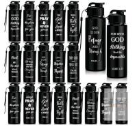 20 new 500ml Black Plastic Water Bottle, Leakproof, Bible Verses, Screw Lid, Carry Strap,