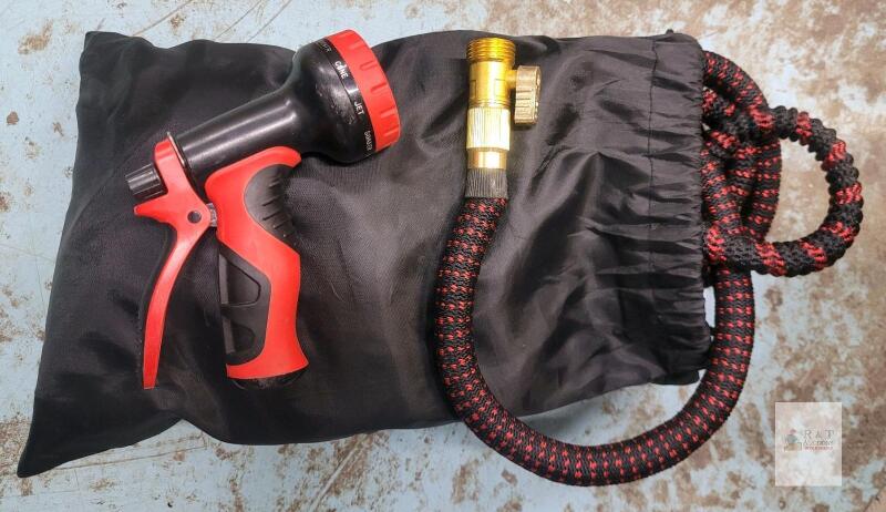 Expandable 75ft Garden Hose with Brass Fittings, 8-Pattern Spray Nozzle, Storage Bag Included