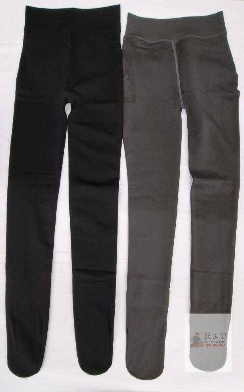 NEW Darkterror Fleece-Lined Yoga Pants Set, Black & Grey, Size 6, Polyester/Spandex, High-Rise