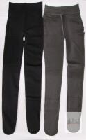 NEW Darkterror Fleece-Lined Yoga Pants Set, Black & Grey, Size 6, Polyester/Spandex, High-Rise