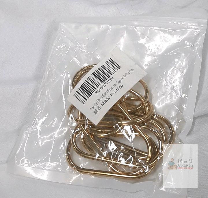 Tinoaly 10pcs Brass Keychain Rings 1" Diameter Pet Collar Clips, Gold Finish, X005676MYV