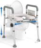NEW HOMLAND TRB10 Raised Toilet Seat, Adjustable Height/Width, Armrests, Magazine & Paper Holder