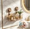 No-Drill Gold Bathroom Organizer Shelf, Suction Cup Wall Mount, 14-inch Metal Storage Rack
