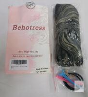 Behotress 20" Wavy Clip-In Synthetic Hair Extensions, Black with Highlights