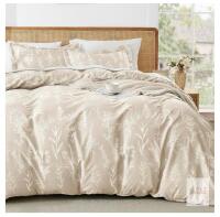 Queen Botanical Beige Duvet Cover Set with 2 Pillow Shams, Floral Print, Machine Washable