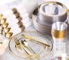 Elegant 350-Piece White and Gold Disposable Dinnerware Set | - 2