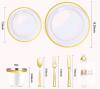 Elegant 350-Piece White and Gold Disposable Dinnerware Set | - 3